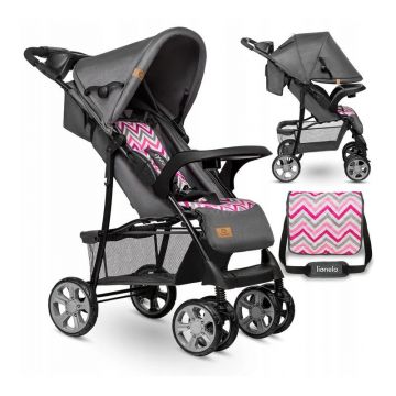 Carucior sport, Lionelo, Emma Plus, Cu tavita, 2 Suporturi pentru pahar, Geanta accesorii, Conform cu standardul european de securitate EN1888-1, Pink Scandi