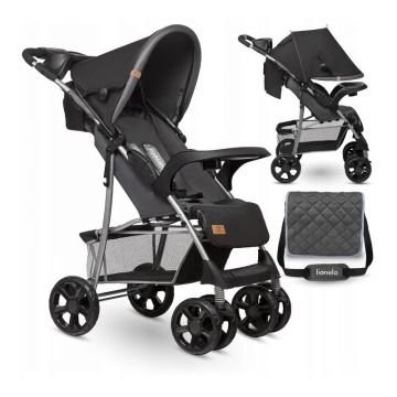 Carucior sport, Lionelo, Emma Plus, Cu tavita, 2 Suporturi pentru pahar, Geanta accesorii, Conform cu standardul european de securitate EN1888-1, Stone