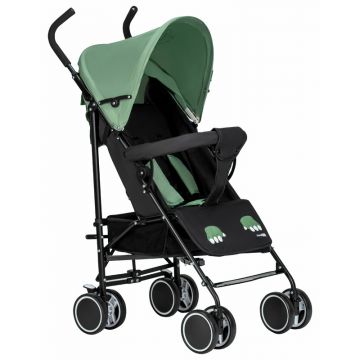 Carucior sport, FreeON, Simple, Spatar si suport picioare reglabile, Capotina cu fereastra, Conform cu standardele de siguranta EN 1888-1:2018 si A1:2022, Black/Green