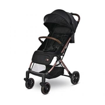 Carucior pentru nou-nascut Lorelli Ribera Black Pearl, tip troler, dimensiuni compatibile avion, 0 luni - 3 ani, maxim 15 Kg, spatar reglabil in multiple pozitii, copertina cu protectie solara, roti cu suspensie, pliere cu o singura mana