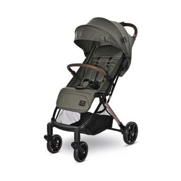 Carucior pentru nou-nascut Lorelli Ribera Green Aspen, tip troler, dimensiuni compatibile avion, 0 luni - 3 ani, maxim 15 Kg, spatar reglabil in multiple pozitii, copertina cu protectie solara, roti cu suspensie, pliere cu o singura mana