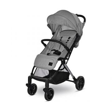 Carucior pentru nou-nascut Lorelli Ribera Grey Icy, tip troler, dimensiuni compatibile avion, 0 luni - 3 ani, maxim 15 Kg, spatar reglabil in multiple pozitii, copertina cu protectie solara, roti cu suspensie, pliere cu o singura mana