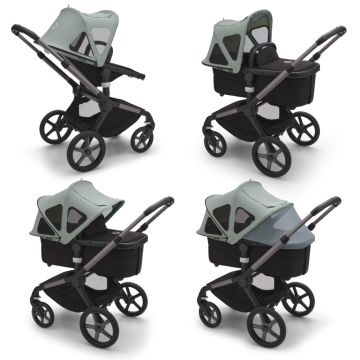 Capotina cu extensie plasa insecte Bugaboo Fox 5 Fox Cub Lynx pine green