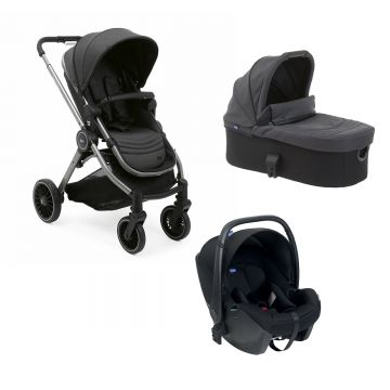 Carucior copii 3 in 1 Chicco Trio Best Friend Pro cu scaun auto Kory Essential, PirateBlack (negru), 0luni+