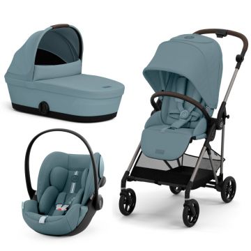 Carucior Cybex Melio B 3 in 1 Stormy Blue cu Scoica Auto Cloud G i-Size Plus reclinabila