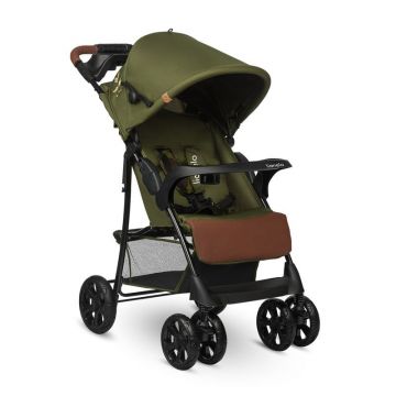 Carucior sport, Lionelo, Emma Plus, Cu tavita, 2 Suporturi pentru pahar, Geanta accesorii, Conform cu standardul european de securitate EN1888-1, Forest Green