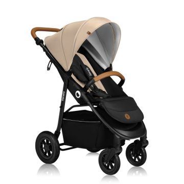 Carucior sport, Lionelo, Natt, De la nastere, Cu accesorii si capotina XXL reglabila, 0 - 22 kg, Conform cu standardele europene de securitate EN1888-1, EN1888-2, Bej