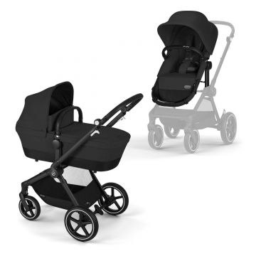 Carucior transformabil Cybex Gold Eos Lux Moon Black cu cadru negru