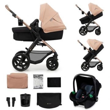 Carucior 3in1 Kinderkraft MOOV 2, 0 - 22kg, 0 - 7 ani, Negru/Bej