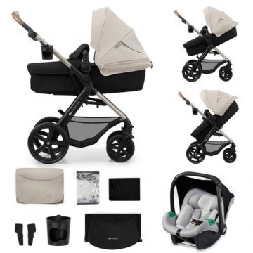 Carucior 3in1 Kinderkraft MOOV 2, 0 - 22kg, 0 - 7 ani, Negru/Gri