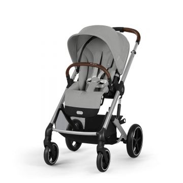 Carucior Cybex Gold Balios S Lux Stone Grey cu cadru argintiu si maner curbat