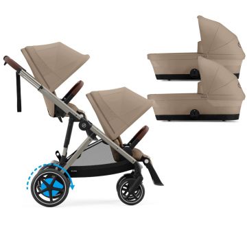 Carucior gemeni Cybex e-Gazelle S Almond Beige