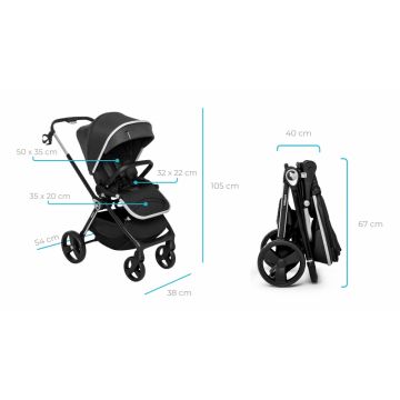 Carucior reversibil cu pliere compacta spatar si viziera reglabile Kidnort Isbjorn Black