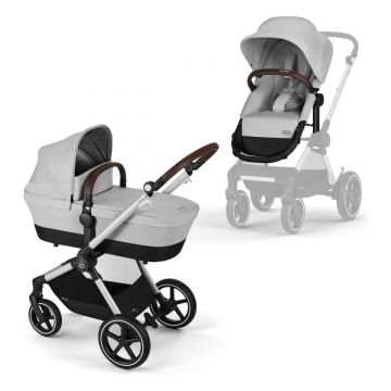 Carucior transformabil Cybex Gold Eos Lux Lava Grey cu cadru argintiu