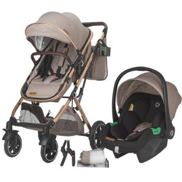 Carucior ultracompact 3in1 Coccolle Ravello Sand, 0 - 36 luni (Bej)