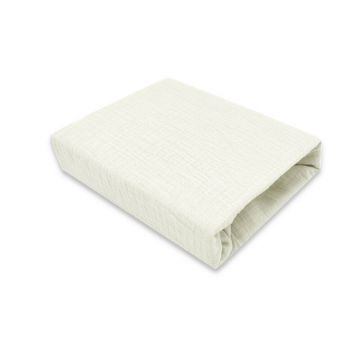 Cearceaf cu elastic MimiNu pentru landou carucior si cosulet 80x35 cm din bumbac Cream