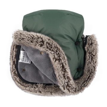 Manusi pentru carucior PetiteMars Furry cu blanita detasabila impermeabile Veritable Khaki