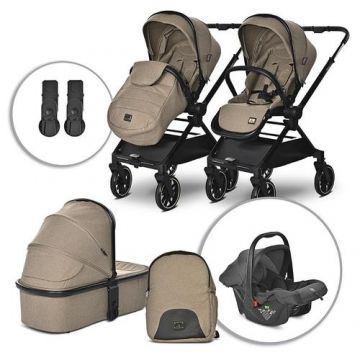 Set Carucior 3 in 1 Lorelli Reya, maner reversibil, 0 - 22 kg, Maro