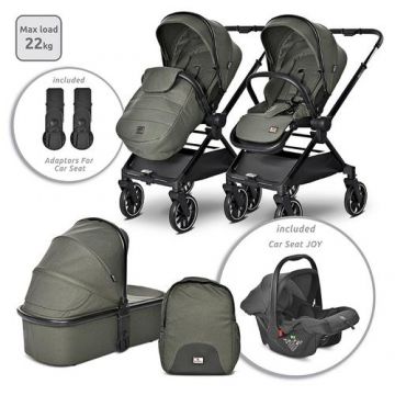 Set Carucior 3 in 1 Lorelli Reya, maner reversibil, 0 - 22 kg, Verde