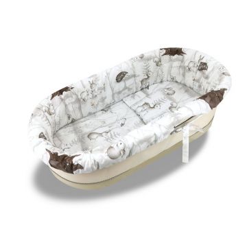 Set pentru landou sau cosulet MimiNu din bumbac Design Woodland