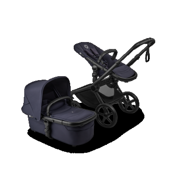 Carucior 2 in 1 Bugaboo Fox 5 Renew Black Deep Indigo cu maner reglabil, reversibil, suspensii, cadru din aluminiu Carucior 2 in 1 Bugaboo Fox 5 Renew Black Deep Indigo cu maner reglabil, reversibil, suspensii, cadru din aluminiu
