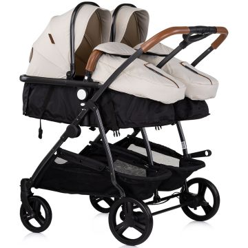 Carucior gemeni Chipolino Duo Smart 3 in 1 biscotta, Cadru aluminiu, pliere compacta, Suspensii si frana, Spartar reglabil, accesorii incluse Carucior gemeni Chipolino Duo Smart 3 in 1 biscotta, Cadru aluminiu, pliere compacta, Suspensii si frana, Spartar reglabil, accesorii incluse