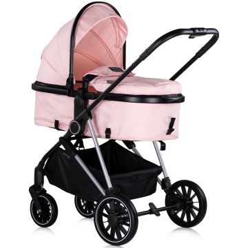 Carucior pentru copii Chipolino Aura 3 in 1 pink marshmallow tranformabil, spatar reglabil, Suspensii, Maner reglabil, accesorii incluse Carucior pentru copii Chipolino Aura 3 in 1 pink marshmallow tranformabil, spatar reglabil, Suspensii, Maner reglabil, accesorii incluse
