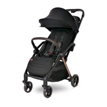 Carucior pentru nou-nascut autofold Lorelli Loret, ultra-light, 0 luni - 4 ani, pana la 22 kg, suspensii, pliere cu o singura mana, spatar reglabil in 4 pozitii, suport de picioare reglabil, Negru