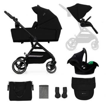 Carucior sport 3 in 1 Kinderkraft Yoxi, 0-22kg, landou, scoica auto, pliabil, Negru Carucior sport 3 in 1 Kinderkraft Yoxi, 0-22kg, landou, scoica auto, pliabil, Negru