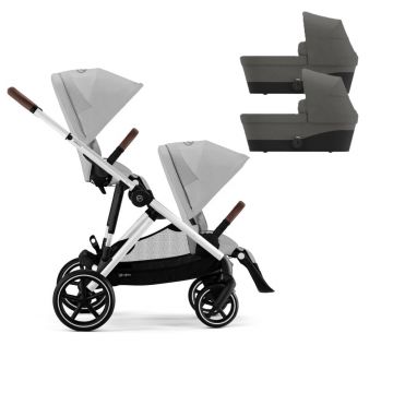 Pachet Carucior gemeni Cybex Gazelle S Silver Stone Grey Soho Grey