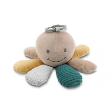Jucarie din plus cu zornaitoare si zona fosnaitoare Octopus Natural Blue Beige 0 luni+ Jucarie din plus cu zornaitoare si zona fosnaitoare Octopus Natural Blue Beige 0 luni+