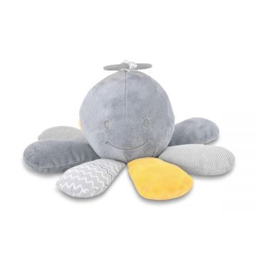 Jucarie din plus cu zornaitoare si zona fosnaitoare Octopus Natural Grey 0 luni+ Jucarie din plus cu zornaitoare si zona fosnaitoare Octopus Natural Grey 0 luni+